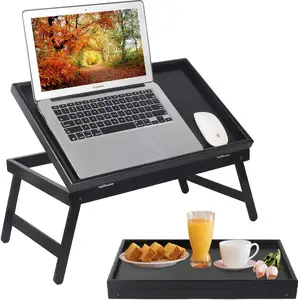 Bed Tray Table Breakfast Food Tray With Folding Legs For Lap Desks Notebook Computer Bed Platters TV Snack Tray