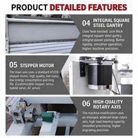 Fresadora CNC de 4 Ejes, Máquina Multifuncional para Grabado en Madera y Tallado 3D, Eje Rotatorio, Control NC Studio, Husillo Único, Potencia de 3.0-6.0kW
