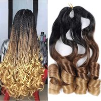 Cheveux à tresser bouclés à la française en fibre Kanekalon haute température, extensions de cheveux au crochet à boucles spirales et ondulations lâches, en stock