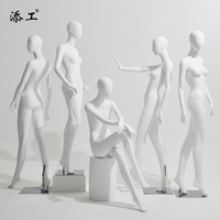 Maniquí Femenino de Cuerpo Completo, Color Blanco Mate, Marca Robben, de Alta Gama, con Base, Moderno, Cabeza de Metal/Plástico, Fibra de Vidrio, para Ropa