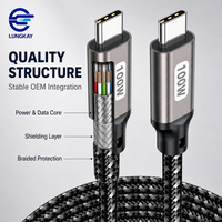 Câble USB C vers USB C 100W tressé avec coque métallique, fabrication OEM ODM LUNG KAY, câble de charge professionnel de qualité supérieure pour ordinateur portable et téléphone