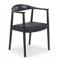 Chaise de salle à manger en bois avec accoudoirs, design ergonomique de luxe, confortable, empilable, avec coussin de siège en cuir souple, en promotion
