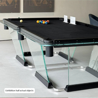 Table de billard de luxe personnalisable modèle TK, style américain, pour jeu à domicile, verre noir, cadre doré