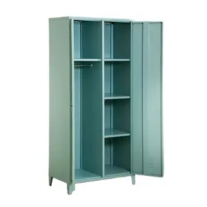 Home Furniture Steel Wardrobe Closet 2 Swing Doors Clothes Cabinet With Feet Metal Wardrobe