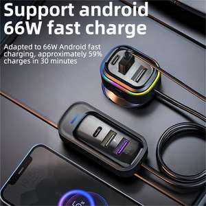 Chargeur de voiture 6 ports 66W USB Chargeur de voiture Port Charge rapide Chargeur de voiture Adaptateur Flush Fit Compatible - Product Image 3