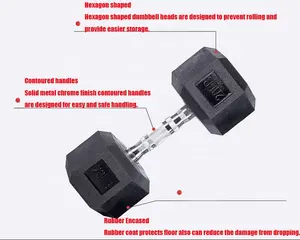 Rubber Encased Hex Dumbbell Hand Weights Anti-Slip Anti-roll Hex Shape Colorful