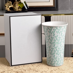 แจกันเซรามิกทรงสูงสไตล์อาร์ตเดโค งานแฮนด์เมดสุดหรู สำหรับตกแต่งงานแต่งงาน ตกแต่งบ้าน แจกันดอกไม้ตั้งโต๊ะ - Product Image 2