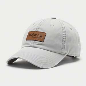 Gorras de Béisbol con Logotipo Personalizado, Visera Curva, Parche de Cuero, Visera Negra, Unisex, 6 Paneles, Estilo Deportivo, Gorra de Algodón Lavado Estilo Dad Hat - Product Image 6