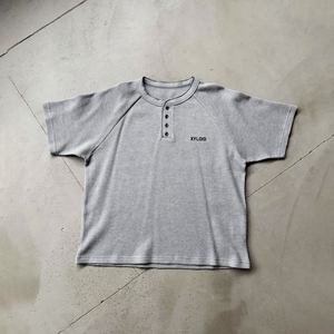 Custom Camouflage Graphic Button Design <b>Thermals</b> Waffle Knit Shirt Unisex <b>Men's</b> Waffle Knit Shirts 100% Cotton Short Sleeve - Product Image 4