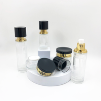 Ensemble de flacons cosmétiques ronds en verre de luxe avec pompe pulvérisatrice et diffuseur à bâtonnets pour gouttes ophtalmiques, sérum, crème pour le visage et soins de la peau