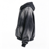 ODM Private Label Apparel French Terry Drop Shoulder Acid Wash Hoodie Streetwear Distressed Vintage Hoody