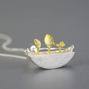 Lotus Fun, venta al por mayor, My Little Garden, Plata <span class=keywords><strong>de</strong></span> Ley 925 pura, colgante chapado en oro <span class=keywords><strong>de</strong></span> 18K, joyería fina para collar <span class=keywords><strong>de</strong></span> mujer - Product Image 5