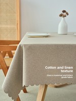 Nappe de table à manger et de table basse en coton et lin, texture personnalisable, style minimaliste, anti-poussière, couleur unie