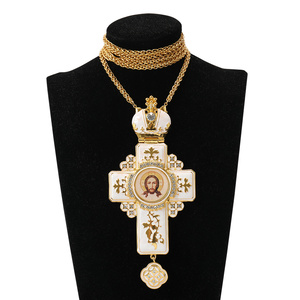 ZD027 <span class=keywords><strong>Collier</strong></span> Croix Pectorale Orthodoxe Européenne de Haute Qualité en Émail Blanc <span class=keywords><strong>avec</strong></span> <span class=keywords><strong>Image</strong></span> du Sauveur, Cadeau Spirituel d'Église - Product Image 6