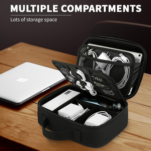 حقيبة تنظيم إلكترونيات صلبة من مادة EVA للسفر، مقاومة للصدمات والماء، بسحاب وطبقتين، منظم كابلات بسعة كبيرة - Product Image 2