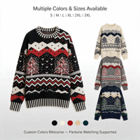 Pull de Noël pour femme, col rond, manches longues, décontracté, tricot ample, logo personnalisé, OEM, hiver festif