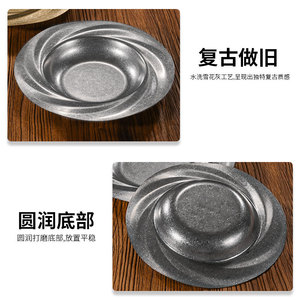 Stainless Steel Round Deep Plates Solid Color For Hotel Meals Coffee Tea Serving YX996 - Product Image 4