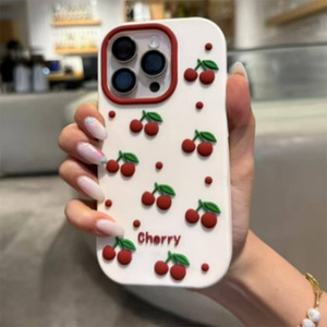 Custodia per Telefono in <span class=keywords><strong>Silicone</strong></span> Morbido con Supporto 3D a Forma di Ciliegia per <span class=keywords><strong>iPhone</strong></span> 6 7 8 G Plus X XR XS MAX 12 <span class=keywords><strong>13</strong></span> <span class=keywords><strong>MINI</strong></span> - Product Image 1