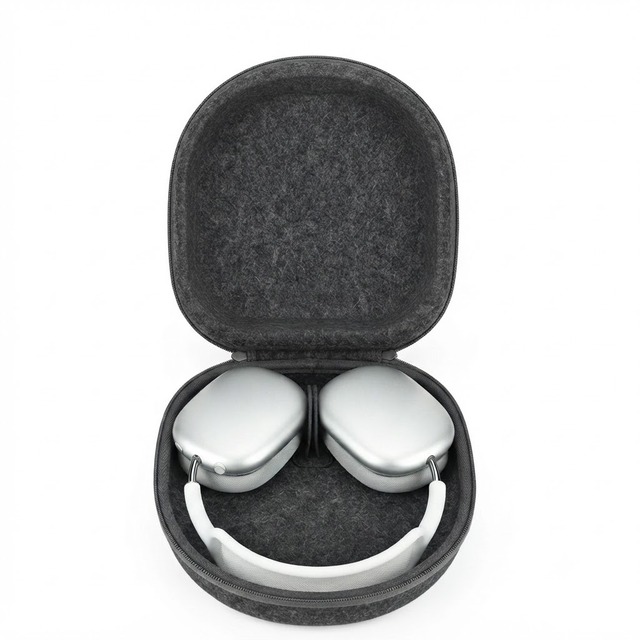 Customized Black Felt Headset Carry Case Portable Wireless Headphone Storage Pouch Travel Hard Shell Protective Bag