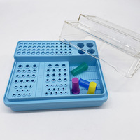 Fresas Dentales FG RA HP Mixtas, Caja de Almacenamiento, Bloques de Plástico y Silicona Esterilizables de Cristal para Clínica Oral