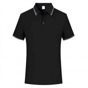 <b>Polo</b> Shirt Black Short Sleeve Contrast Trim Loose Fit Ice Silk Plant Fiber Mix Promotional Wear - Product Image 1
