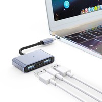 Lecteur de carte mémoire 3 en 1 USB C SD TF USB a en aluminium pour iPhone 15, ordinateur portable, tablette, appareil photo, plug and play