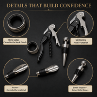 SHUNSTONE Coffret Cadeau Promotionnel d'Accessoires pour le Vin Tire-bouchon Bouchon Verseur Anneau avec Boîte en Carton Ensemble Ouvre-bouteille pour Amateurs de Vin