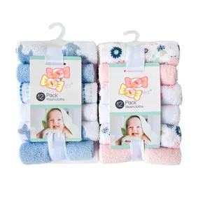 2023 Trending Newborn Absorbent Square Reusable 100% polyester Baby Face 12 Pack=1 SET Washcloth Towel Set