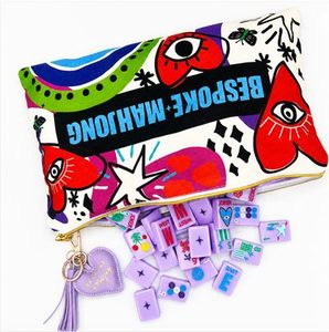 Juego de Mahjong Americano de Acrílico Morado Lavanda Personalizado, con Fichas Pintadas a Mano con Patrón de Dragón y Flores, para Regalo - Product Image 3