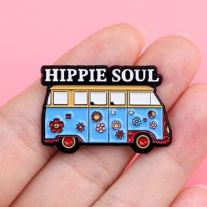 Broches en émail et épingles de revers à motifs de fleurs de dessin animé, de voitures et d'âmes hippies, bijoux amusants pour chapeaux, sacs à dos et vêtements - Product Image 3