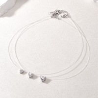 Collier Larmes de Sirène en Argent 925 Plaqué Or avec Moissanite Transparente Invisible, Nouvelle Collection Été 2025 pour Femme