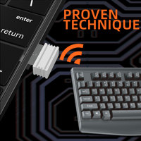 JERTECH KM500 Keyboard dan Mouse komputer, Keyboard dan Mouse Kombo ukuran penuh 104 tombol senyap pabrik, ukuran penuh PC Gaming kustom 2.4GHz