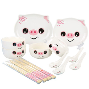 14pcs niños vajilla <span class=keywords><strong>de</strong></span> cerámica <span class=keywords><strong>de</strong></span> la placa <span class=keywords><strong>de</strong></span> la cena conjunto <span class=keywords><strong>de</strong></span> dibujos animados diseño <span class=keywords><strong>de</strong></span> la forma - Product Image 1