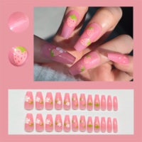 Faux ongles à presser en forme de cercueil, motif cercueil mignon, rose doux, style estival