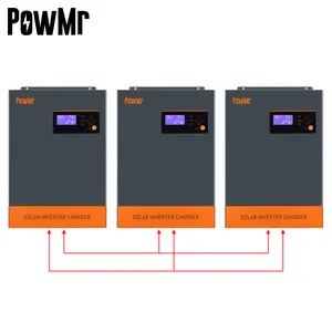 PowMr Inverter Tanpa Baterai 16.5KW 48V 220V 380V + Pengisi Daya MPPT 100A Operasi Paralel Solar Inverter Hibrid