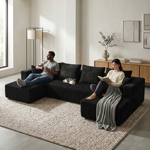 Sofá Seccional Modular en Forma de U, Sofá de Corduroy con Doble Chaise Longue, Asiento Profundo Extra Grande, Sofá Nube para Sala de Estar/Apartamento - Product Image 2