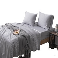 Parure de lit et housses de couette vintage rustiques 100 % lin français, 4 pièces, tissage uni, personnalisable pour la maison et l'hôtellerie