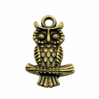 Pendentif Chouette sur Branche 19x12mm en Alliage Argent Vieilli à 1 Boucle pour Collier Thème Forêt
