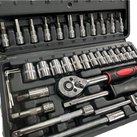 Jeu de clés à douilles de 46 pièces, embout de tournevis à cliquet miniature de 1/4 pouce, kit d'outils pour la réparation automobile