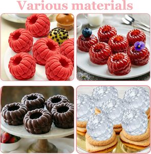 Moule à gâteau en silicone antiadhésif LFGB Platinum sans BPA, 6 cavités en forme de framboise, pour mousse au chocolat - Product Image 5