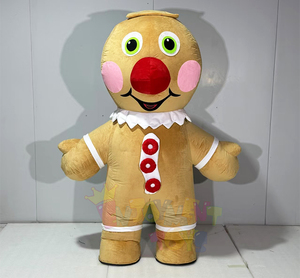 Hot Christmas Party Mascot Cute Cartoon Gingerbread Man y Santa Claus Walking Suit Traje inflable para la venta - Product Image 1