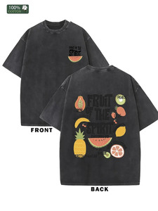 T-shirt Oversize Vintage Lavata con Versetto Biblico 'Fruit of the Spirit' in Cotone Stile Streetwear Retrò - Disponibilità USA - Product Image 1