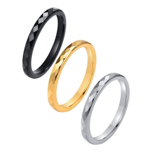 Wholesale Gold Plated Stainless Steel Fine Jewelry Dainty Engagement <b>Finger</b> <b>Rings</b> Highly Polished Faceted - Product Image 2