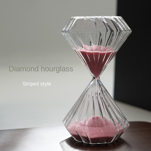 Bán Buôn Hiện Đại Trang Trí Nội Thất Tay Thổi Kim Cương Hình Dạng Sọc Đồng Hồ Cát Đồng Hồ Hẹn Giờ Cho Bàn Cho Nhà & Văn Phòng Trang Trí Nội Thất - Product Image 2