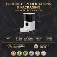 Distributeur Intelligent de Luxe pour Animaux de Compagnie Smart Love WiFi 6L, Distributeur Automatique avec Caméra Vidéo, Contrôle par APP, Enregistrement Personnalisé, Anti-Blocage, Double Alimentation