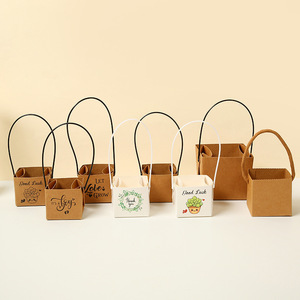 Papier kraft en gros, boîte à fleurs pliante carrée portable personnalisée, épaisse, avec impression UV - Product Image 1