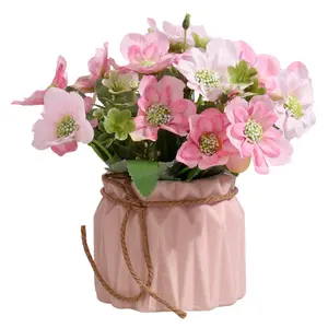중국 도매 실크 인공 진짜 터치 장미 보라색 국화 꽃 인공 꽃 꽃병 홈 장식