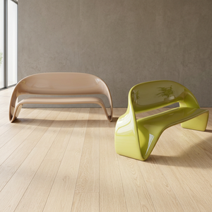 Modern Curved Patio <b>Bench</b> Outdoor Lounge Seat Minimalist Garden <b>Bench</b> Decorative Balcony Seating - Product Image 2