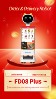 Meilleure vente : Service de livraison robotisé pour restaurants avec SDK de menu, pour la vente au détail, navigation LDS Slam+Vslam, plateau à 3 niveaux, modèle T22