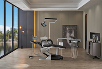 Unité dentaire durable et élégante, fauteuil dentaire noir avec le meilleur prix, système de filtration d'eau dentaire, caméra buccale avec aspirateur